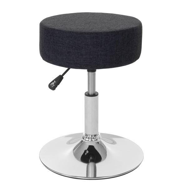 Höhenverstellbarer Hocker mit rundem Sitz und Chromfuß