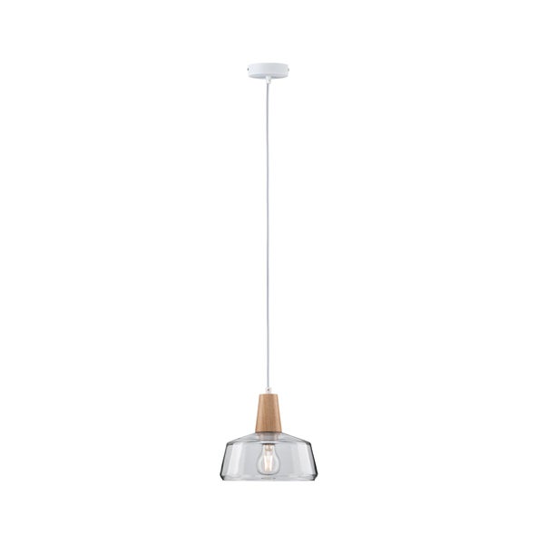 Neordic Pendelleuchte Yva E27 max. 20W Holz, Klar dimmbar Holz, Glas