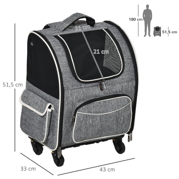 Haustiertrolley aus Textil mit Teleskopgriff und Rollen