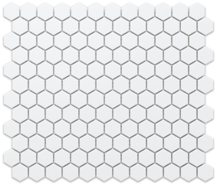 Keramikmosaik auf Netz für Bad oder Küche 30cm x 26cm  - Matt White Hive