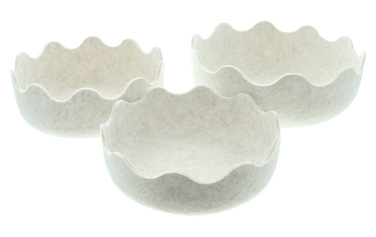 FRANK FLECHTWAREN|Schale Osterei, 3er Set, 20 x 20 x 6,5 cm, 22 x 22 x 8,5 cm, 26,5 x 26,5 x 9,5 cm, POLYESTER