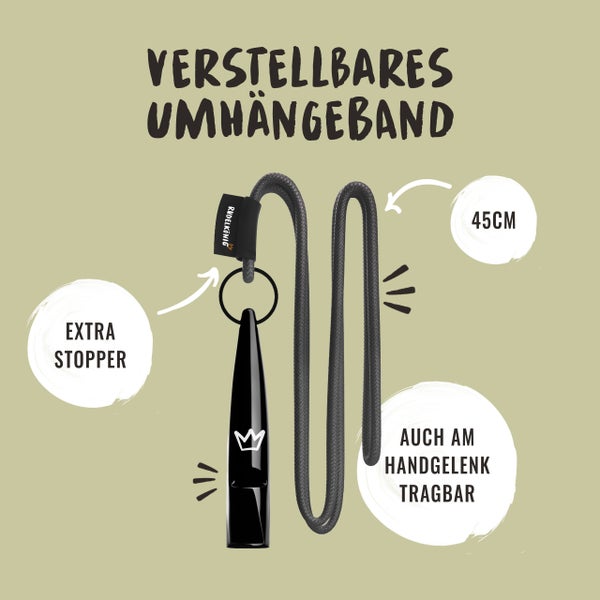 Verstellbares Umhängeband mit Stopper und einer Länge von 45 cm