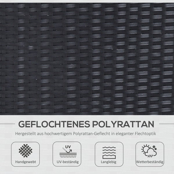 Outsunny 6 tlg. Polyrattan Gartenmöbel Set Sitzgarnitur mit Kissen Sitzgruppe Gartenset Sofagarnitur Lounge Tisch mit Stauraum Stahl Luxus Schwarz+Creme