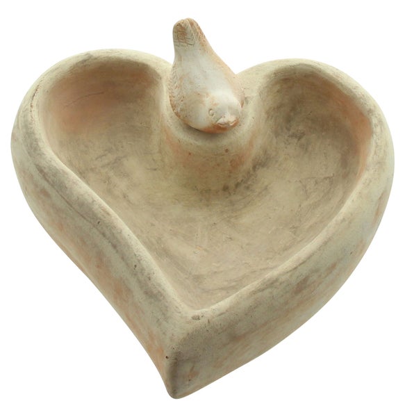 FRANK FLECHTWAREN | Vogeltränke Herz, TERRACOTTA, Ø 29 x 8 cm