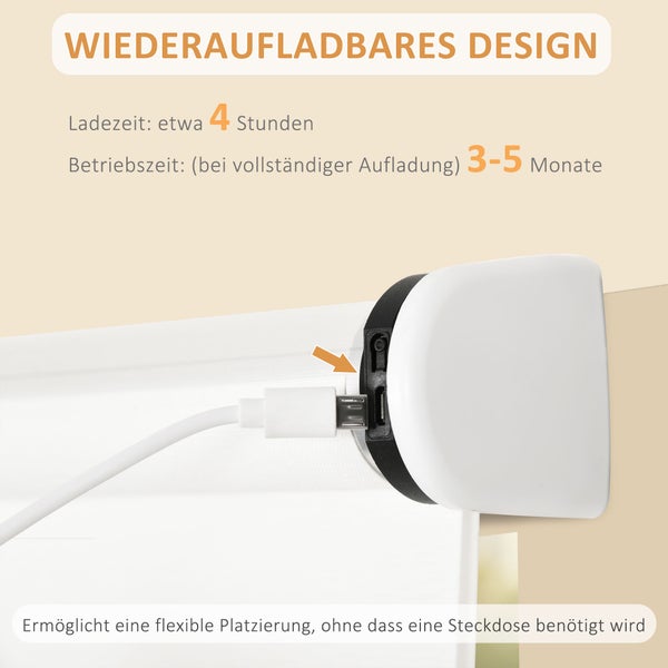 HOMCOM, Elektrischer Rollo, Fensterrollo mit Fernbedienung, 120L x 7B x 180H cm, Polyester, Weiß
