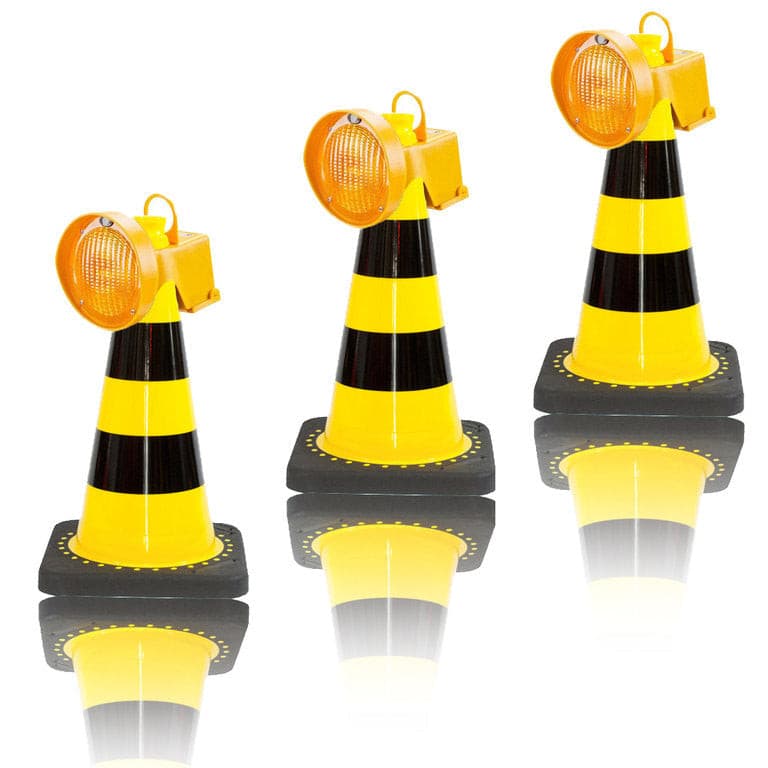Leitkegel Blinkleuchte Cony + UvV Flex Leitkegel 50 cm gelb, schwarz / Dreier Set