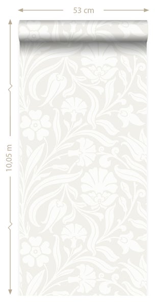 Tapetenrolle mit Blumenmuster, 53 cm breit und 10,05 m lang