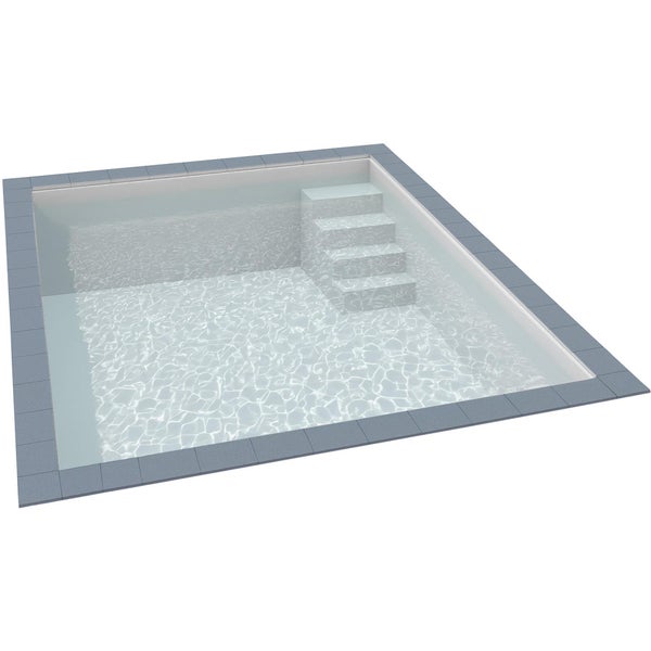 Rechteckiger Einbaupool mit integrierter Treppe und Beckenrandsteinen.