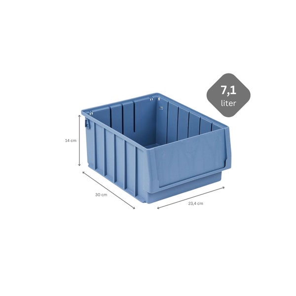 PROREGAL SparSet 10 x Regalkasten 300 BH Mit Etikett und Schutzhaube HxBxT 14 x 23,4 x 30 cm 7,1 Liter Sichtlagerkasten Sortimentskasten