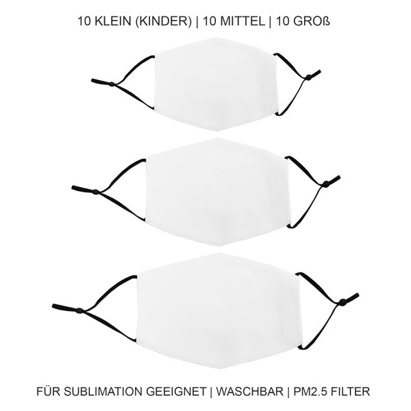 Gesichtsmasken – verschiedene Größen / 30er Packung