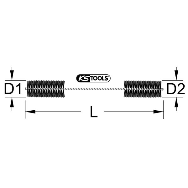 KS Tools Rohrbürste mit Maßangaben