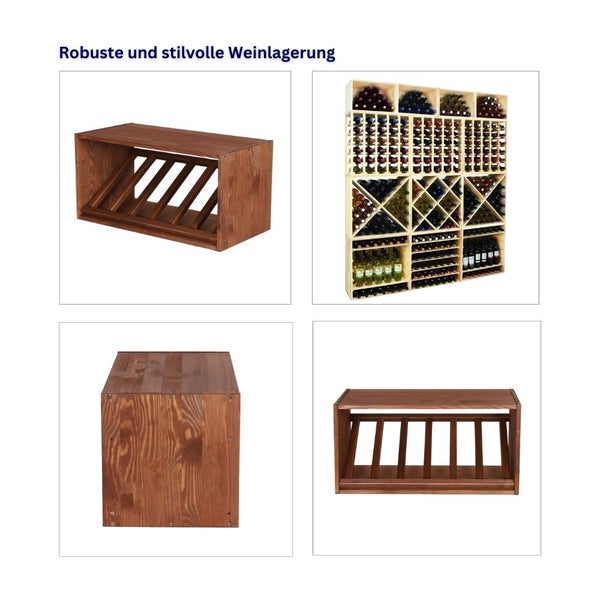 PROREGAL Modulares Weinregal Vincellar Mod HxBxT 30 x 60 x 30 cm Schräg Modul Für 6 Flaschen Massives Kiefernholz Braun Geölt