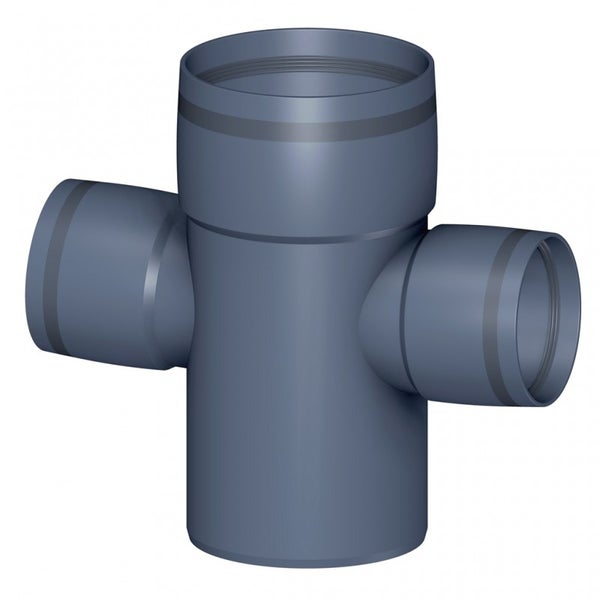 HT-Doppelabzweig 90 Grad aus Kunststoff für Abwassersysteme.
