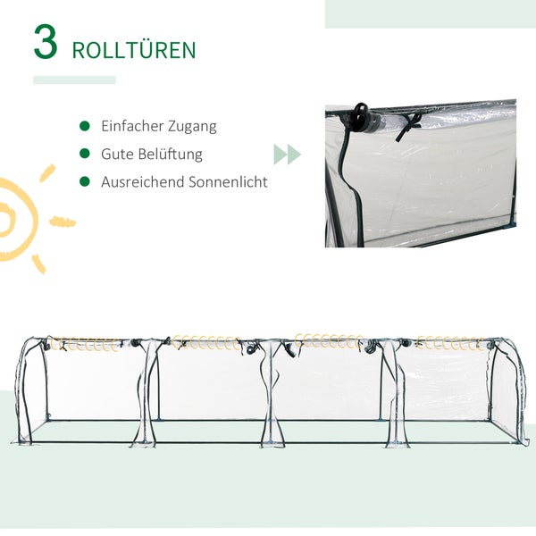 Gewächshaus mit UV-Schutz, Reissfestigkeit, Hitzebeständigkeit, Vogelschutz, Dach aus PVC und Stahlrahmen