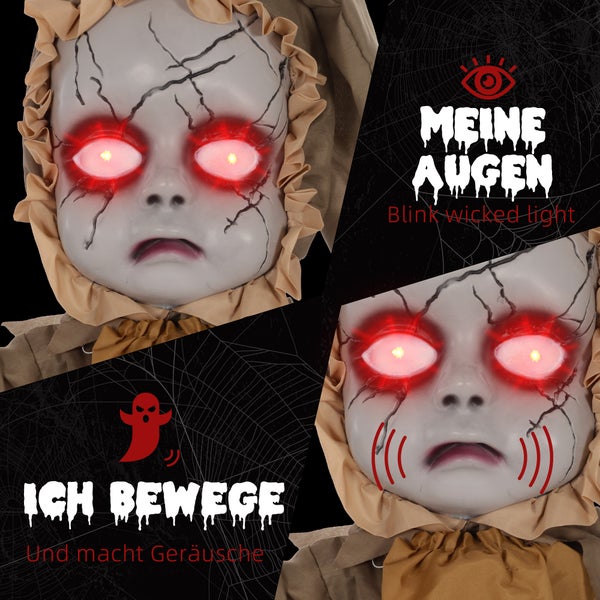Gruselige Halloween Puppe mit leuchtenden Augen