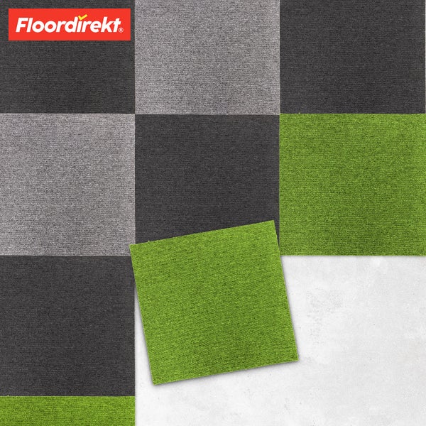 FLOORDIREKT Teppichfliese Moscow - Selbstliegend - 50 x 50 cm - Grün