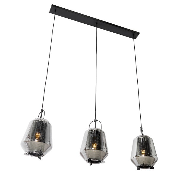 Dreiflammige Pendelleuchte mit Glasschirmen