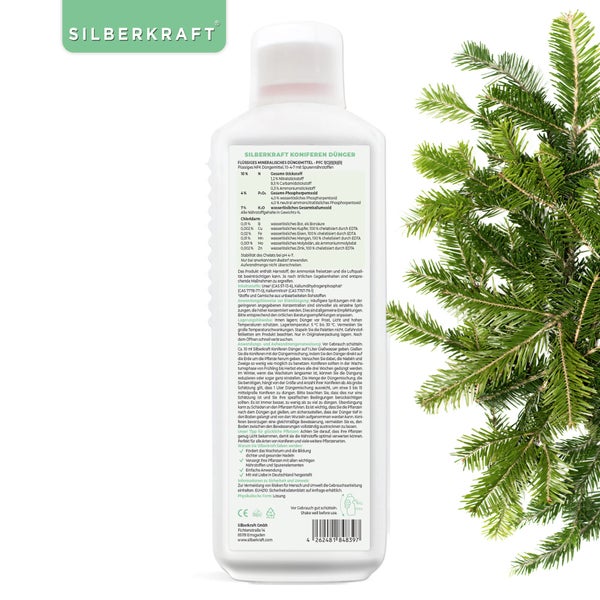 SILBERKRAFT Koniferen Dünger – Für Thuja & Co. – NPK Flüssigdünger – 1 Liter