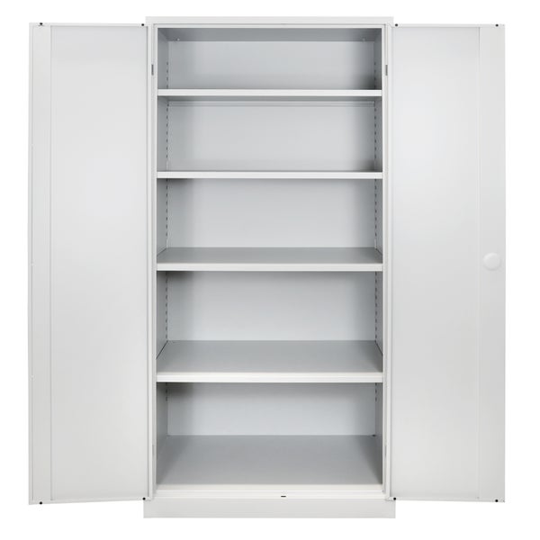 PROREGAL Flügeltürschrank Owl mit 4 Fachboden | HxBxT 195x95x50cm | Lichtgrau | Spind, Aufbewahrungsspind, Arbeitsschrank