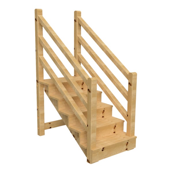 Holztreppe mit Geländer für den Gartenbereich