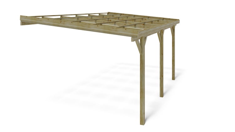 Carport Garagendach 3x5,24 m - 15 m2 - an der Hauswand montiert 