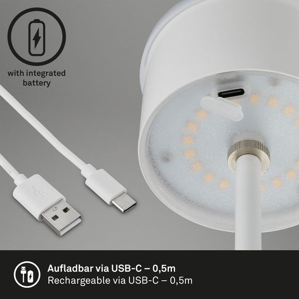 LED Akku-Tischleuchte Tischlampe höhenverstellbar IP44 weiß RGB innen außen
