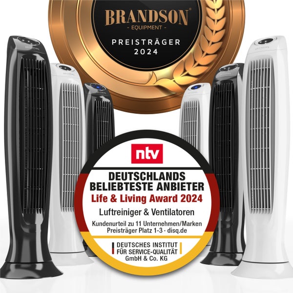 Brandson Turmventilator mit Timer, Silent ECO Green, DC Standventilor mit Fernbedienung, Säulenventilator inkl. Oszillation, Ventilator, sehr leise