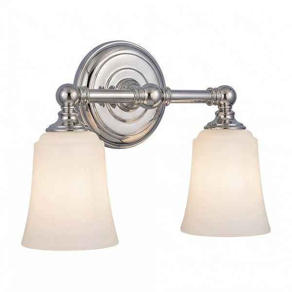 Zweiflammige Wandleuchte mit Glasschirm