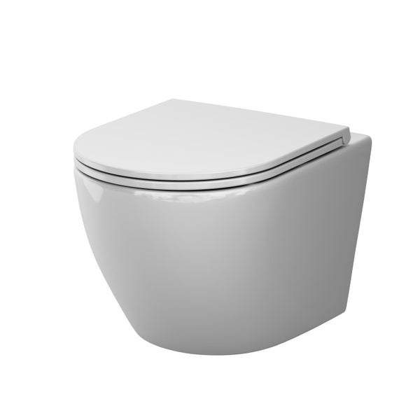 Wandhänge-WC aus Sanitärkeramik mit geschlossenem Spülrand und WC-Sitz