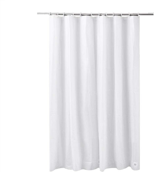 ADOB Anti-Schimmel Duschvorhang aus Peva in Weiss, Maße 180 x 200 cm, waschbar, mit Gewichtsband und 12 Duschvorhangringen