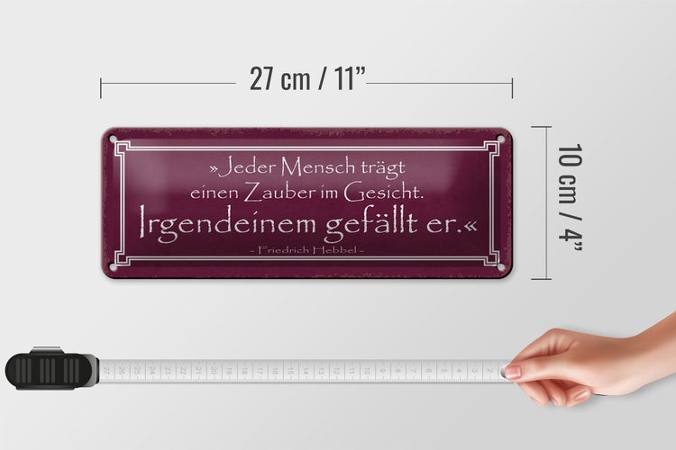 Blechschild Spruch 27x10cm jeder trägt Zauber im Gesicht Dekoration