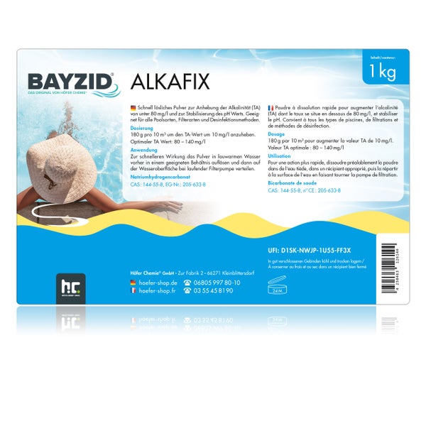 Bayzid Alkafix zur Erhöhung der Alkalinität von Poolwasser, 1 Kilogramm