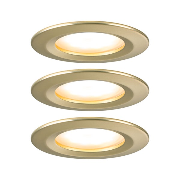 LED Einbauleuchte 3-Step-Dim Nova Coin Basisset starr IP44 rund 74mm Coin 3x6W 3x470lm 230V dimmbar 2700K Gold matt