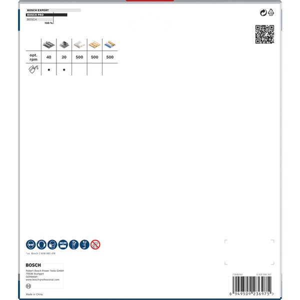 Bosch Expert Bosch Pro Produktverpackung mit technischen Daten und Sicherheitshinweisen