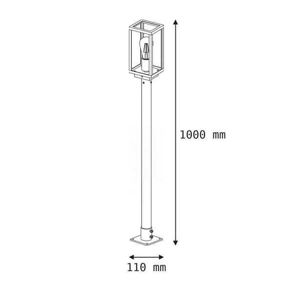 Technische Zeichnung einer Außenstandleuchte mit einer Höhe von 1000 Millimetern und einer Breite von 110 Millimetern.