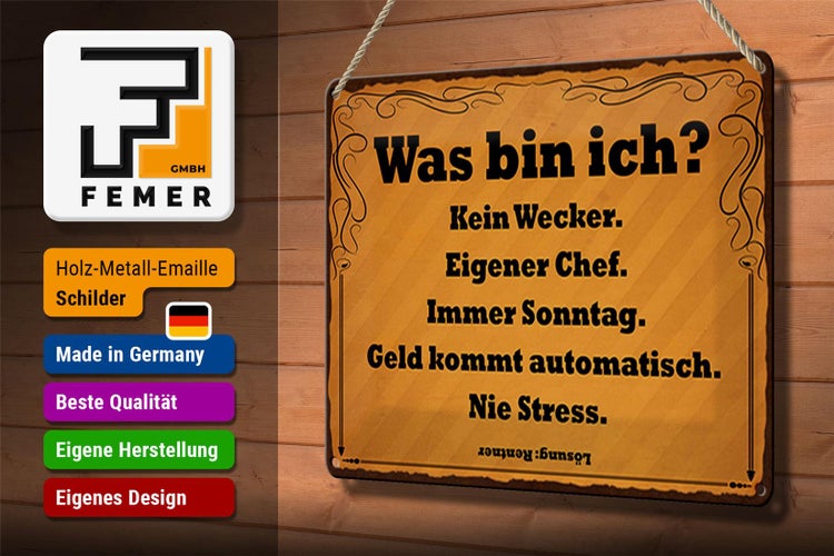 Blechschild Spruch 30x20cm was bin ich kein Wecker
