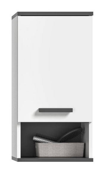 Rocket Badschrank wandhängend 1 Tür, 1 Ablage weiß,grau. 34 X 28 X 68 cm