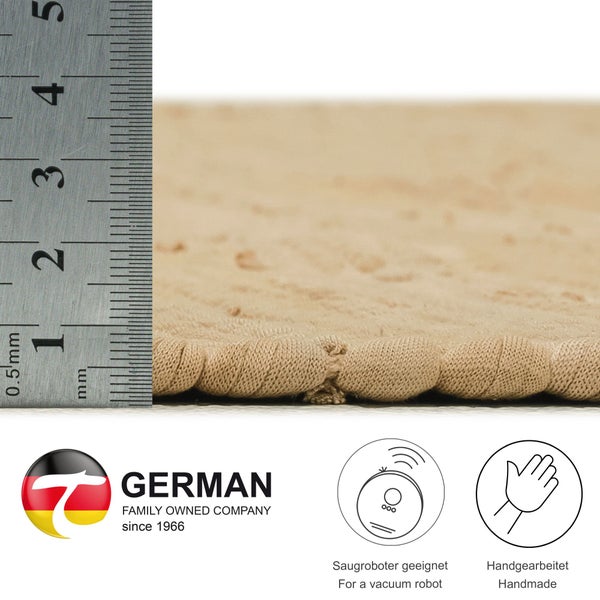 Handgewebter Fleckerlteppich aus Baumwolle Chindi Natural 90x160 cm