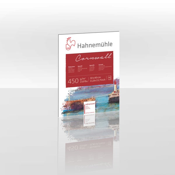 Hahnemühle Aquarellblock Cornwall, 450 Gramm pro Quadratmeter, 30 mal 40 Zentimeter, matt, 10 Blatt.