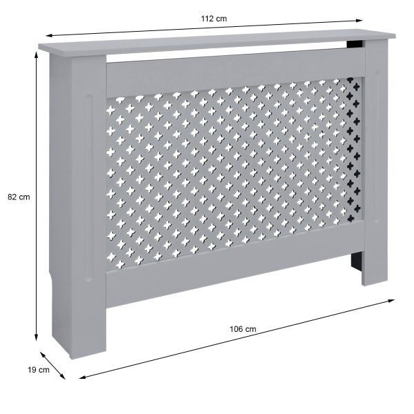 ECD Germany Heizkörperverkleidung mit Wabenmuster 112x19x82 cm Grau aus MDF lackiert für Schlafzimmer Wohnzimmer, Heizungsverkleidung Heizkörperabdeckung Heizungsabdeckung Heizung Heizkörper Abdeckung