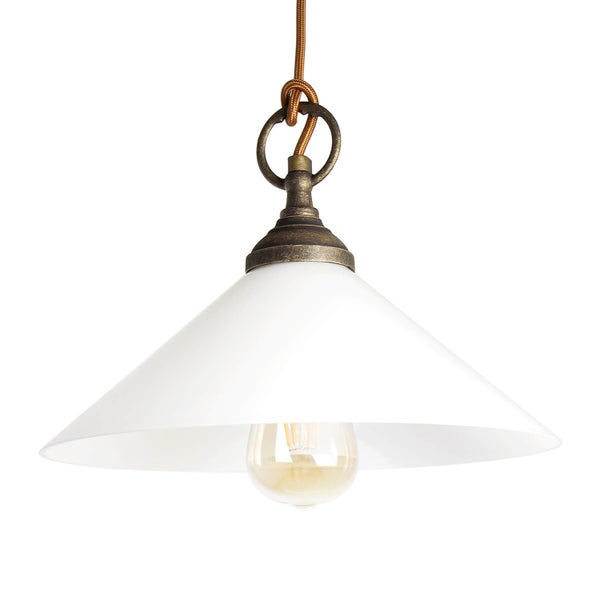 Hängelampe mit weißem Schirm und Leuchtmittel