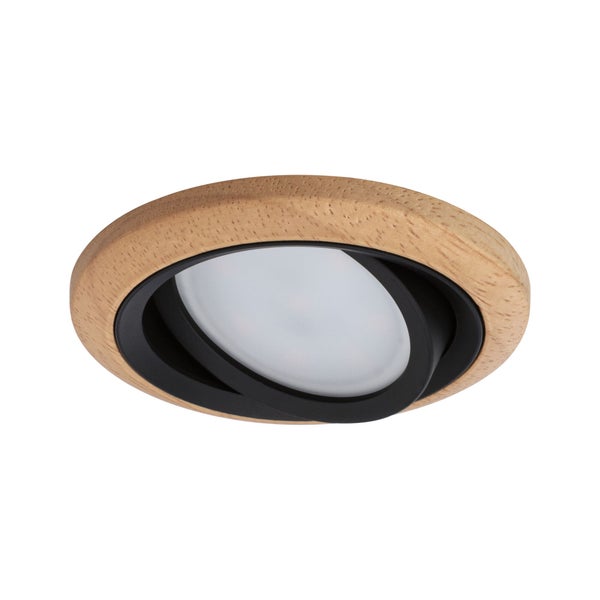 LED Einbauleuchte Lanati Einzelspot rund 84mm 30° Coin 6W 470lm 230V 2700K Farbton Eiche geölt, Schwarz matt