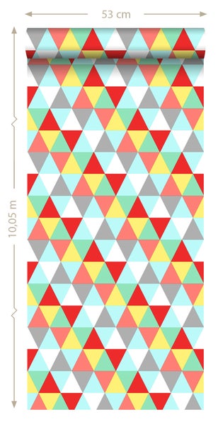 Tapetenrolle mit geometrischem Dreiecksmuster, 53 cm breit und 10,05 m lang