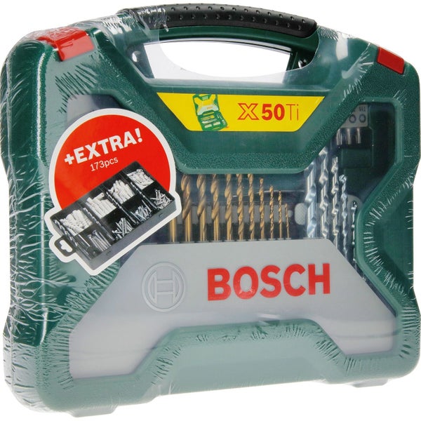 Bosch X50Ti Bohrer Set mit zusätzlichem 173-teiligem Zubehörsatz im Koffer