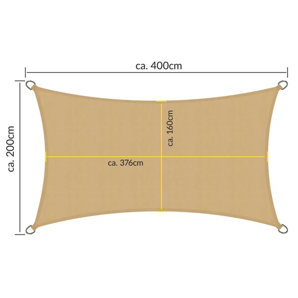 SolVision PS9 Sonnensegel 200x400cm rechteckig Sand PE