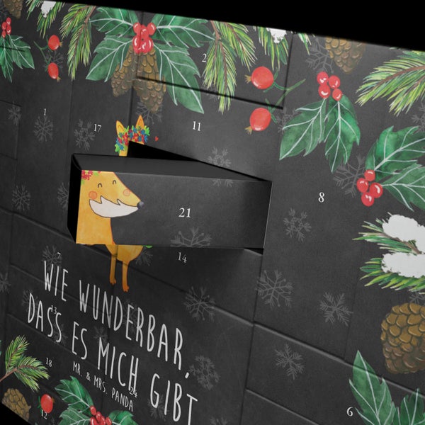 Mr. & Mrs. Panda Befüllbarer Adventskalender Fuchs Blumen - Schwarz