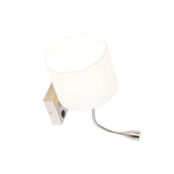 Wandleuchte mit Stoffschirm und flexiblem Lesearm