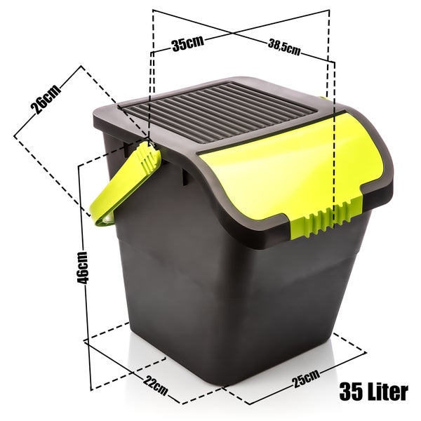BigDean Mülltrennsystem 3x 35L Mülleimer in anthrazit mit Deckel in unterschiedlichen Farben – Abfalleimer Müllbehälter stapelbar – einfache Mülltrennung für Papier, Plastik und Biomüll