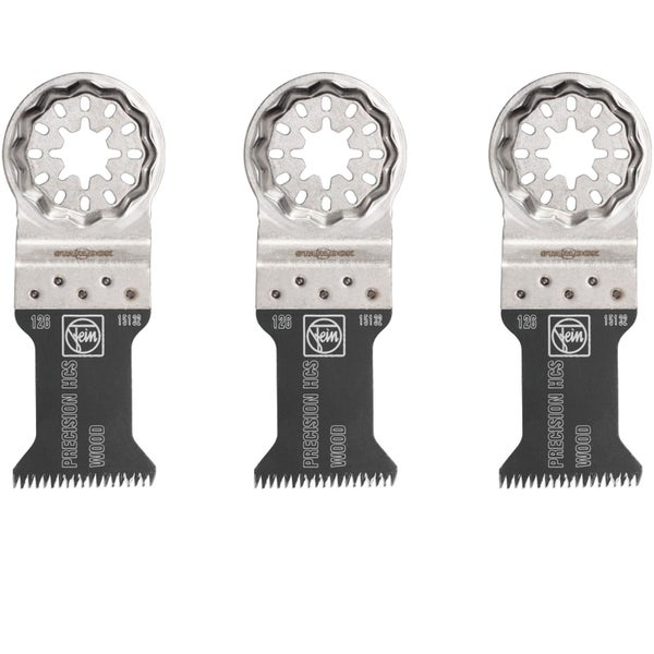 FEIN E-Cut Precision BIM-zaagblad, VE 3 st., breedte 35 mm, lengte 50 mm, opname Starlock, bimetaal met dubbelrijige Japan-vertanding voor alle houtmaterialen, gipsplaat en zachte kunststoffen