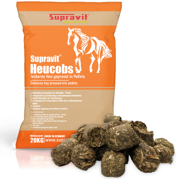 Supravit Heucobs 20 kg Packung, leckeres Heu gepresst in Pellets für Pferde